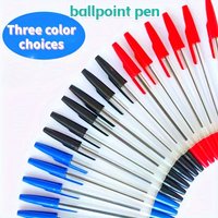 Quick Drying Black, Red, And Blue Ballpoint Pens - Polypropylene Ballpoint Pens With Adjustable Caps, Medium Tip, Smooth Writing