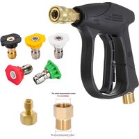 High Pressure Washer Gun, 1/4" & 3/8" Quick Connect, M22-14/15mm, Equipped with 5 Multi-angle Nozzles, Universal Professional