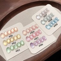 MN 2026 New Radiant Glow Cat Eye Gel Nail Polish, Sparkling White-Flattering, Little Bulb Glass Bead Crystal Cat Eye Nail Art