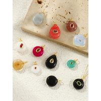 1pc New Brass Charms Gold Color Geometric Multicolor Gemstone Cubic Zirconia Pendant For Women DIY Necklace Jewelry Findings