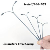 2pcs 12V Miniature Street Light Model, Double-Head LED Lampposts for 1:200-1:75 Railway Layout, Dioramas,Micro Landscape Scenery