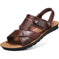 Big Size Men Leather Sandals Summer Classic Men Shoes Slippers Soft Sandals Men Roman Comfortable Outdoor Walking Footwear