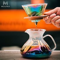 MUVNA Glass Coffee Server Filter Cup Reusable Filters Coffee Maker V Style Funnel Dripper Filter Cup Barista Coffee Accessories