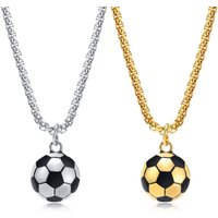 3D Football Necklaces For Men, Solid Stainless Steel Casual Scoocer Pendants, Sports Lover Boys Birthday Gifts Jewelry