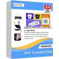 A4 30 pièces DTF Film de transfert PET papier de transfert de chaleur mat Double face feuilles de préparation claires pour bricolage directement sur les sacs de T-Shirts