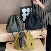 Solid color bento bag portable lunch bags fashion trend thermal insulated storage bag waterproof nylon large capacity tote bag