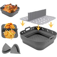 Air Fryer Silicone Shape Basket Round Square Reusable Foldable Bpa Free 20cm/22cm AirFryer Mold Liner Accessories
