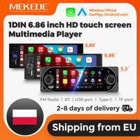 MEKEDE Polen Lagerbestand 6,86 Zoll 5,2 Zoll Kabelloses oder kabelgebundenes Carplay Android Auto Autoradio Touchscreen 1 Din MP5-Player Auto-Multimedia-Player FM Stereo DVD Bluetooth USB-Ladefunktion