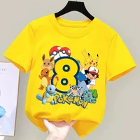 2026 Neues Kinder-T-Shirt mit Cartoon-Zahlen-Print, Kurzarm-T-Shirt mit Cartoon-Geburtstagsmotiv 1-9 für Jungen und Mädchen, Sommer-Mode-Kinder-T-Shirt