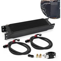 10 Row Transmission Engine Racing Car Oil Cooler Core Radiator 10AN Kit Oil Filter Sandwich Adapter with Braided Stainless Hose