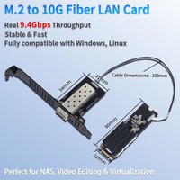 Adapter 10G SFP+ M.2 RTL8127ATF Karta sieciowa światłowodowa 10GbE PCIe 3.0 X2 o niskim poborze mocy do serwera NAS