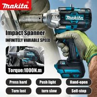 Klucz udarowy bezszczotkowy Makita 1000Nm 1/2" do akumulatora Makita 18V, narzędzie o wysokim momencie obrotowym do naprawy samochodów, SUV-ów, ciężarówek i konserwacji ciągników.