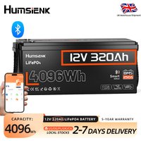 Humsienk 12V 320Ah LiFePO4 Battery 250A BMS With Bluetooth Rechargeable lithium Battery For RV/Golf Cart/Camp MAX 65.5KWh