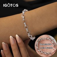 IGOTOS 1.2mm Moissanite Tennis Bracelet with 925 Sterling Silver Cuban Link Chain Birthday Party Gifts Jewelry for Women Men