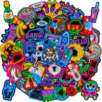 50PCS Neon Stickers Cool Neon Light Stickers for Phone Laptop Water Bottle Computer Refrigerator Luggage