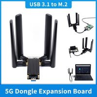 5G Dongle Expansion Board USB 3.1 to M.2 Key B Port Aluminum Cooling Plate 4 Antennas for Windows PC Raspberry Pi 4 Jetson Nano
