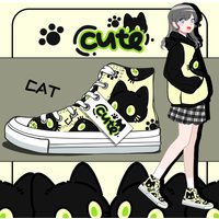 Amy and Michael New Original Design Hand Painted Canvas Shoes Cute Girls Students Flat Casual Sneakers Woman Vulcanize Shoe