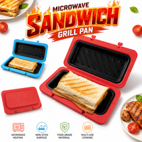 Microwave Sandwich Grill Pan Nonstick Panini Press Sandwich Maker Mini Toaster Pan Fast Breakfast Baking Pan Kitchen Accessories