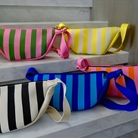 Fashionable knitted striped crossbody bag for men and women - multifunctional and sports style light crossbody waist bag