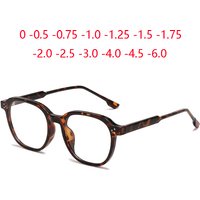 0 -0.5 -0.75 To -6.0 Leopard Frame Anti Blue Rays Oval Nearsighted Glasses For Women Men TR90 Student Prescription Spectacles