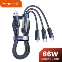 Toocki 3 in 1 USB Cable Micro USB Type C Cable 66W Fast Charging Digital Display Cord For iPhone 15 14 Samsung S23 Xiaomi Huawei