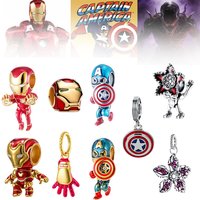 Iron Man Captain America's Bizarre Stories Inspired Charm Beads:Helmet/Shield/Gloves/Character Beads Fit Bracelet Gift For Fans.