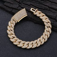 HHIOK Bracelet Hip Hop Jewelry Shining Cubic Zirconia Miami 13MM Cuban Chain Men and Women Festival Gift