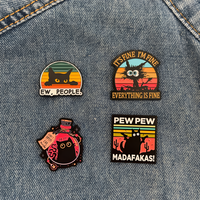 Ew,People Funny Black Cat Enamel Pin Brooches For Women Lapel Pins Badge On Backpack Costume Accessories Jewelry For Friend Gift