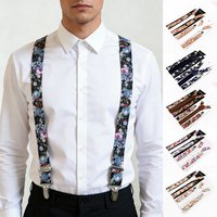 2 Sizes Floral Cotton Suspenders Bow Tie Sets Men Women Kids Braces Adjustable Straps Male Pants Shirt Girl Skirt Accessory Gift