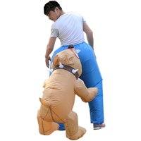 Inflatable Dog-Biting-Butt Animal Costume for Halloween Party Festive Inflatable Animal Outfit with Butt-Biting Feature
