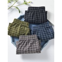 4-Piece Set Of Plaid Printed Elderly Aro Pants Casual And Loose Men's Boxer Shorts Comfortable And Breathable Underwear