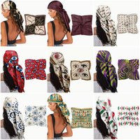 New Summer 90*90cm Retro Square Bands Scarf Women Beach Silk Shawl Neckerchief Female Print Headband Head Wrap Satin Hair Band