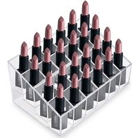 Lipstick Organizer,Small Clear Plastic Compact Lip Gloss Chapstick Perfume Sample Mascara Holder with 24 Slots