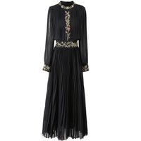 2025 New Runway Black Long Sleeve Nail Bead Tube Pleated Embroidered Dress 241227Z02