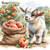 Evershine New Arrival Diamond Embroidery Sheep Animal DIY Painting Peach Fruit Acrylic Craft Supplies Diamond Mosaic Unique Gift