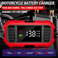 Motorcycle Battery Chargers 12V 2A Digital Big Screen Scooter Battery Maintenance For Lead-Acid AGM Batteries Car Battery Charge