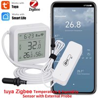 Tuya Zigbee Temperature Humidity Sensor with 100cm External Probe APP Remote Control Work With SmartLife Yandex Alexa
