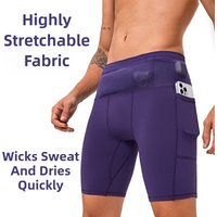 Running Sports Shorts for Men Women Quick Dry Elastic Tight Gym Compression with Waist Pocket