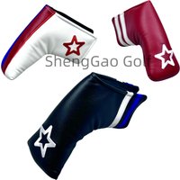 1pc Golf Putter Cover PU Leather 5-Pointed Star Pattern Club Cover Blade L-shaped Putter Cover Protector with Magnet Closure