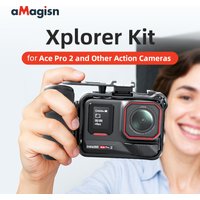 aMagisn Xplorer Grip Kit For Insta360 Ace Series Accessories (Metal / Plastic Frame)+(Metal / Plastic Quick Release Mount)