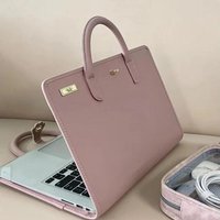 Laptop Handbag Pink Laptop Bag PU Fashion Laptop Sleeve Breathable Top-Handle Computer Protective Case for Girl