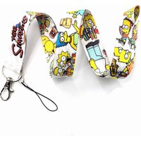 Disney Simpson Cartoon Key Lanyard ID Badge Holders Animal Phone Neck Straps with Keyring Phone Accessories