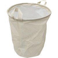 Non-Woven Fabric Striped Laundry Basket Large Capacity Space Saving Dirty Clothes Storage Basket Folding with Handle Organizers