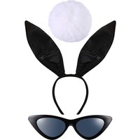 PESENAR 3 Piece Halloween Accessory Glasses Ears Head Band Rabbit Tail Adult Child Multicolor Multiple Colors