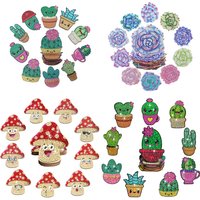 10 DIY diamond-painted coaster sets with mushroom/cactus shapes and patterns, no cup holders, anti-slip wooden coasters, bar