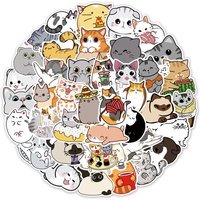 50PCS Cartoon Cute Funny Cat Animal Creative Graffiti Sticker Bike Skateboard Car Helmet Notebook Computer Stickers