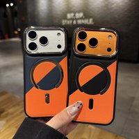 Luxury Color Collision Leather Protection Armor Case For iPhone 17 16 15 14 Plus 13 12 Pro Max Magnetic Wireless Charging Cover