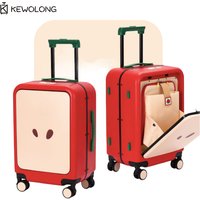 Cartoon Apple Print Suitcase, 20 Inch Cute Front Opening Carry On Luggage with Aluminum Frame & TSA Lock, Lightweight Suitcase