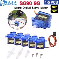 1-5pcs SG90 9G Micro Digital Servo Motor 180/360Degree Fixed-Wing Micro Gear Servo Motor for Rc Helicopter Toy Airplane Aircraft