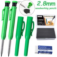 Deep Hole Solid Carpenter Mechanical Pencil Set, Plastic Pencil Cap, Woodworking Pencil Marker for Woodworking Architect Drawing